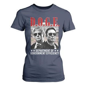 Trump Elon DOGE T Shirt For Women Department of Government Efficiency TS09 Navy Print Your Wear
