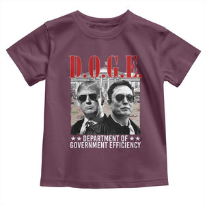 Trump Elon DOGE Toddler T Shirt Department of Government Efficiency TS09 Maroon Print Your Wear
