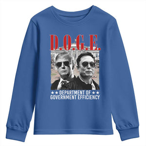 Trump Elon DOGE Youth Sweatshirt Department of Government Efficiency TS09 Royal Blue Print Your Wear