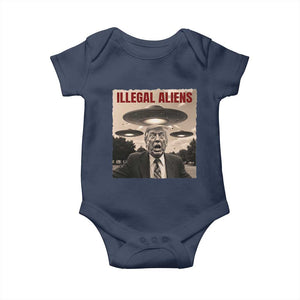 Funny Trump Illegal Aliens Baby Onesie TS09 Navy Print Your Wear