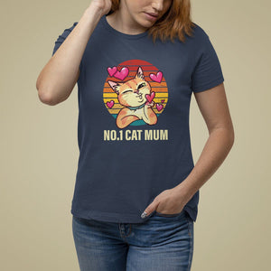 Mother's Day Cat Lover T Shirt For Women No.1 Cat Mum Mother Of Cats TS09 Navy Printyourwear