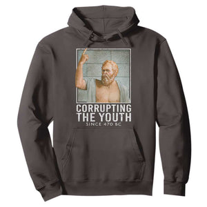 Funny Greek Philosophy Socrates Hoodie Corrupting The Youth Philosopher TS09 Dark Chocolate Print Your Wear