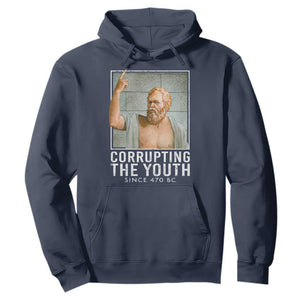 Funny Greek Philosophy Socrates Hoodie Corrupting The Youth Philosopher TS09 Navy Print Your Wear