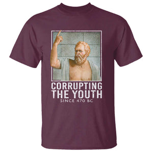 Funny Greek Philosophy Socrates T Shirt Corrupting The Youth Philosopher TS09 Maroon Print Your Wear