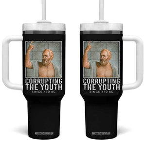 Funny Greek Philosophy Socrates Tumbler With Handle Corrupting The Youth Philosopher TS09 One Size: 40 oz Black Print Your Wear