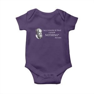 Greek Philosophy Socrates Baby Onesie All I Know Is That I Know Nothing TS09 Purple Print Your Wear
