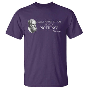 Greek Philosophy Socrates T Shirt - All I Know Is That I Know Nothing Philosophy Wisdom Tee TS09 Purple Print Your Wear