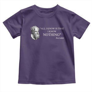 Greek Philosophy Socrates Toddler T Shirt All I Know Is That I Know Nothing TS09 Purple Print Your Wear