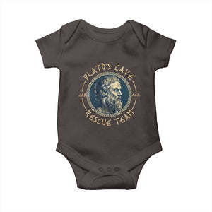 Greek Philosophy Plato Baby Onesie Platos Cave Rescue Team TS09 Dark Chocolate Print Your Wear