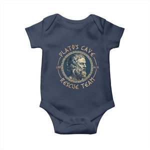 Greek Philosophy Plato Baby Onesie Platos Cave Rescue Team TS09 Navy Print Your Wear