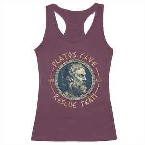 Greek Philosophy Plato Racerback Tank Top Platos Cave Rescue Team TS09 Maroon Print Your Wear