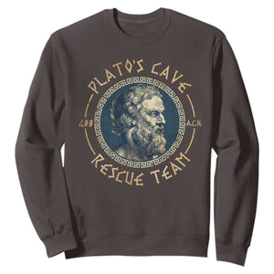 Greek Philosophy Plato Sweatshirt Platos Cave Rescue Team TS09 Dark Chocolate Print Your Wear