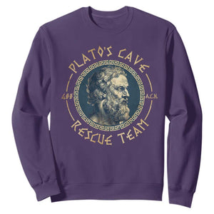 Greek Philosophy Plato Sweatshirt Platos Cave Rescue Team TS09 Purple Print Your Wear