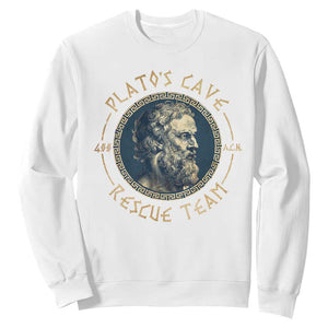 Greek Philosophy Plato Sweatshirt Platos Cave Rescue Team TS09 White Print Your Wear