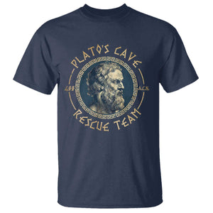 Greek Philosophy Plato T Shirt Platos Cave Rescue Team TS09 Navy Print Your Wear