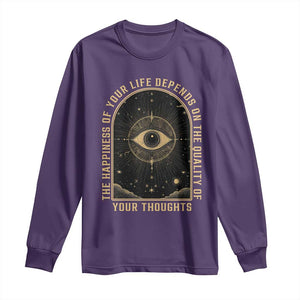 Marcus Aurelius Stoic Philosophy Long Sleeve Shirt The Happiness Of Your Life Depends On Your Thoughts TS09 Purple Print Your Wear
