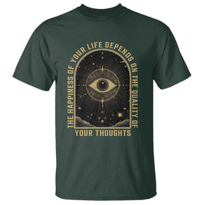 Marcus Aurelius Stoic Philosophy T Shirt The Happiness Of Your Life Depends On The Quality Of Your Thoughts TS09 Dark Forest Green Print Your Wear
