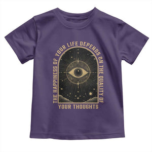 Marcus Aurelius Stoic Philosophy Toddler T Shirt The Happiness Of Your Life Depends On Your Thoughts TS09 Purple Print Your Wear