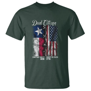 Dual Citizen Texan American T Shirt TS09 Dark Forest Green Print Your Wear