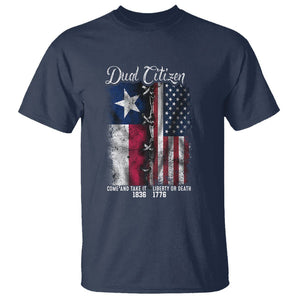 Dual Citizen Texan American T Shirt TS09 Navy Print Your Wear