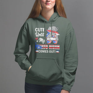 Cute Until My Puerto Rican Comes Out Messy Bun Women Girl Hoodie TS09 Dark Forest Green Print Your Wear