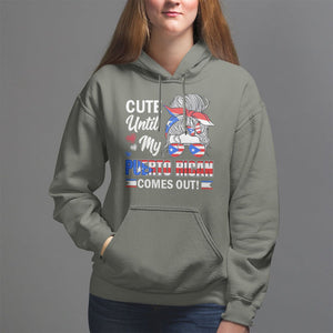 Cute Until My Puerto Rican Comes Out Messy Bun Women Girl Hoodie TS09 Military Green Print Your Wear