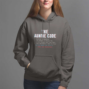 Funny Aunt Hoodie The Auntie Code Hugs Are Mandatory TS09 Dark Chocolate Print Your Wear