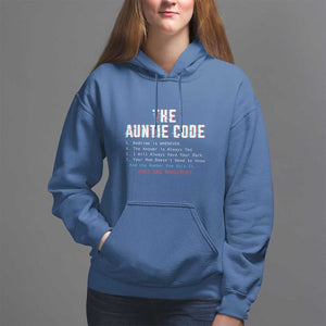 Funny Aunt Hoodie The Auntie Code Hugs Are Mandatory TS09 Royal Blue Print Your Wear