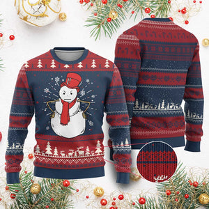 Angry Snowman Funny Xmas Ugly Christmas Sweater TS09 Burgundy Print Your Wear