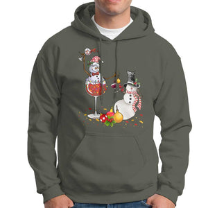 Christmas Hoodie Snowman Cheer Wine Beer Funny Xmas Drinking Party TS09 Military Green Print Your Wear