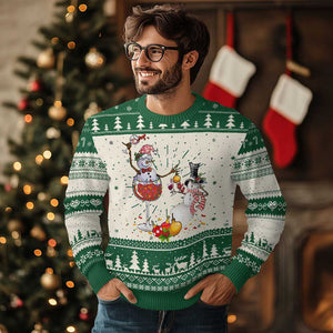 Funny Xmas Drinking Party Ugly Christmas Sweater Snowman Cheer Wine TS09 Green Print Your Wear
