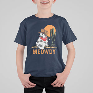 Meowdy Cat Cow Funny Howdy Meme Western Cowboy T Shirt For Kid TS09 Navy Printyourwear