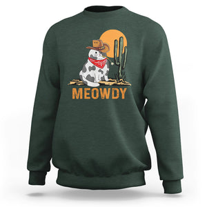 Meowdy Cat Cow Funny Howdy Meme Western Cowboy Sweatshirt TS09 Dark Forest Green Printyourwear