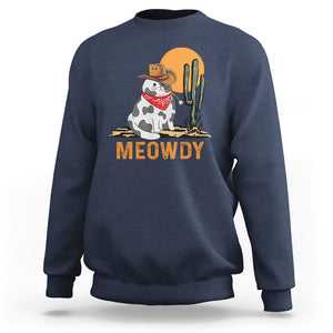 Meowdy Cat Cow Funny Howdy Meme Western Cowboy Sweatshirt TS09 Navy Printyourwear