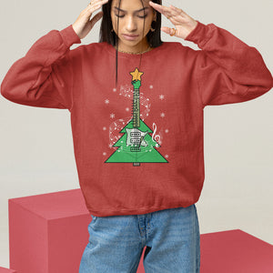 Rockin' Christmas Tree For Guitarist Music Lover Sweatshirt TS09 Red Printyourwear