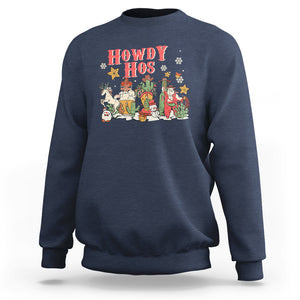 Howdy Hos Cowboy Vintage Western Christmas Sweatshirt TS09 Navy Printyourwear