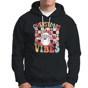Vintage Groovy Santa Christmas Vibe Funny Retro Hoodie TS09 Black Printyourwear