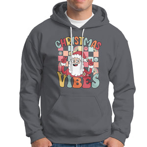 Vintage Groovy Santa Christmas Vibe Funny Retro Hoodie TS09 Charcoal Printyourwear