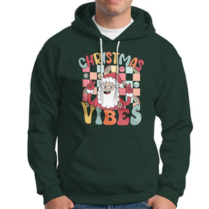 Vintage Groovy Santa Christmas Vibe Funny Retro Hoodie TS09 Dark Forest Green Printyourwear