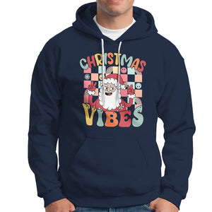 Vintage Groovy Santa Christmas Vibe Funny Retro Hoodie TS09 Navy Printyourwear