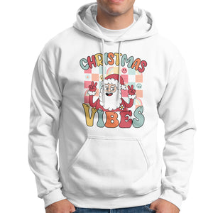 Vintage Groovy Santa Christmas Vibe Funny Retro Hoodie TS09 White Printyourwear