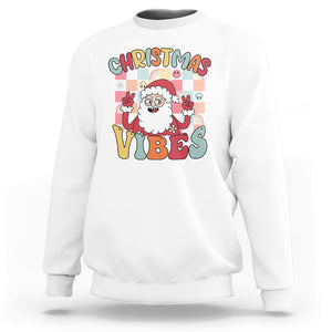 Vintage Groovy Santa Christmas Vibe Funny Retro Sweatshirt TS09 White Printyourwear