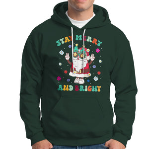 Stay Marry and bright Groovy Christmas Hippie Santa Clause Hoodie TS09 Dark Forest Green Printyourwear