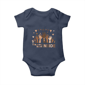 Black History Month Baby Onesie We Can Be Different On The Outside But We Have The Same Heart TS09 Navy Print Your Wear