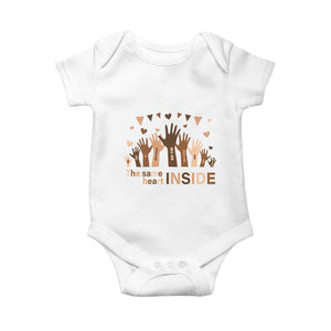 Black History Month Baby Onesie We Can Be Different On The Outside But We Have The Same Heart TS09 White Print Your Wear