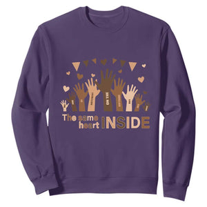 Black History Month Sweatshirt We Can Be Different On The Outside But We Have The Same Heart TS09 Purple Printyourwear