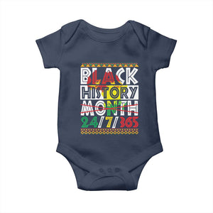 Black History Baby Onesie 24/7/365 Pride African American TS09 Navy Print Your Wear