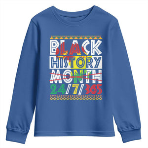 Black History Youth Sweatshirt 24/7/365 Pride African American TS09 Royal Blue Print Your Wear