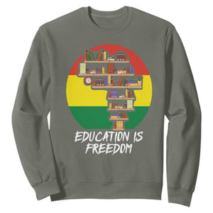 Black History Month Sweatshirt Education Is Freedom African Americans TS09 Military Green Printyourwear