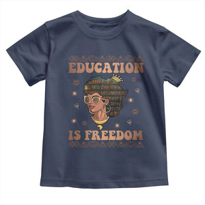 Black Teacher Toddler T Shirt Education Is Freedom Black History Month TS09 Navy Print Your Wear